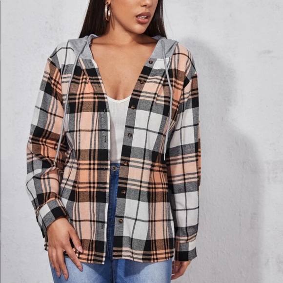 Trendy Button Front Hooded Shacket - Picture 2 of 6